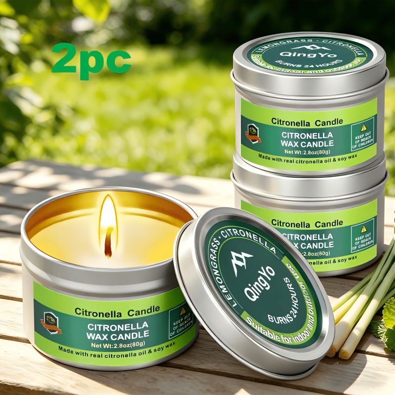 E-shop Citronella Kerze für Draußen - 2.8 Oz Camping Kerze, Zitronengras Ätherisches Öl Sojawachs Stark Duftende Kerze für Outdoor Hinterhof Garten