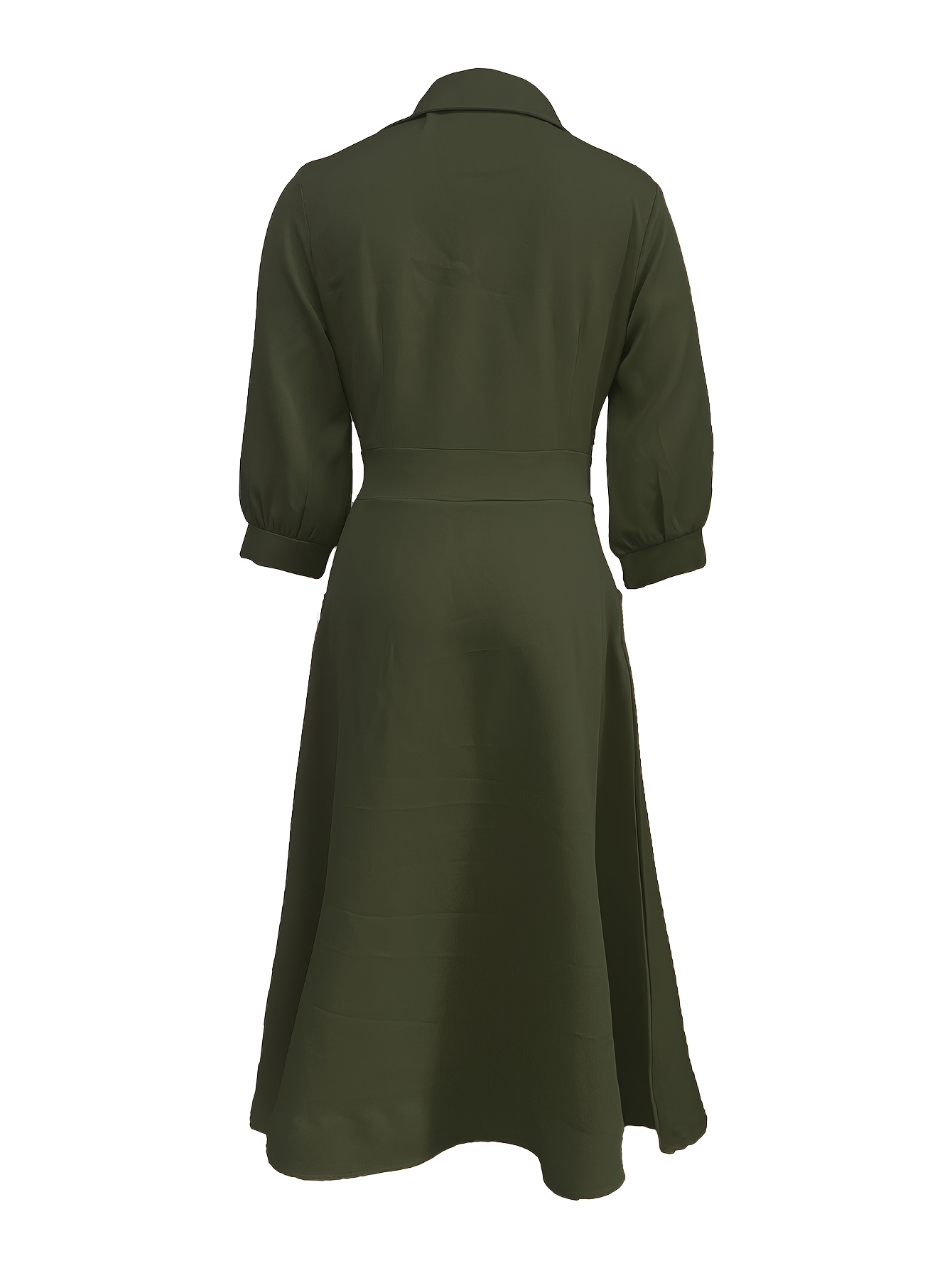 womens elegant 3 4 sleeve lapel a line dress temu - Temu