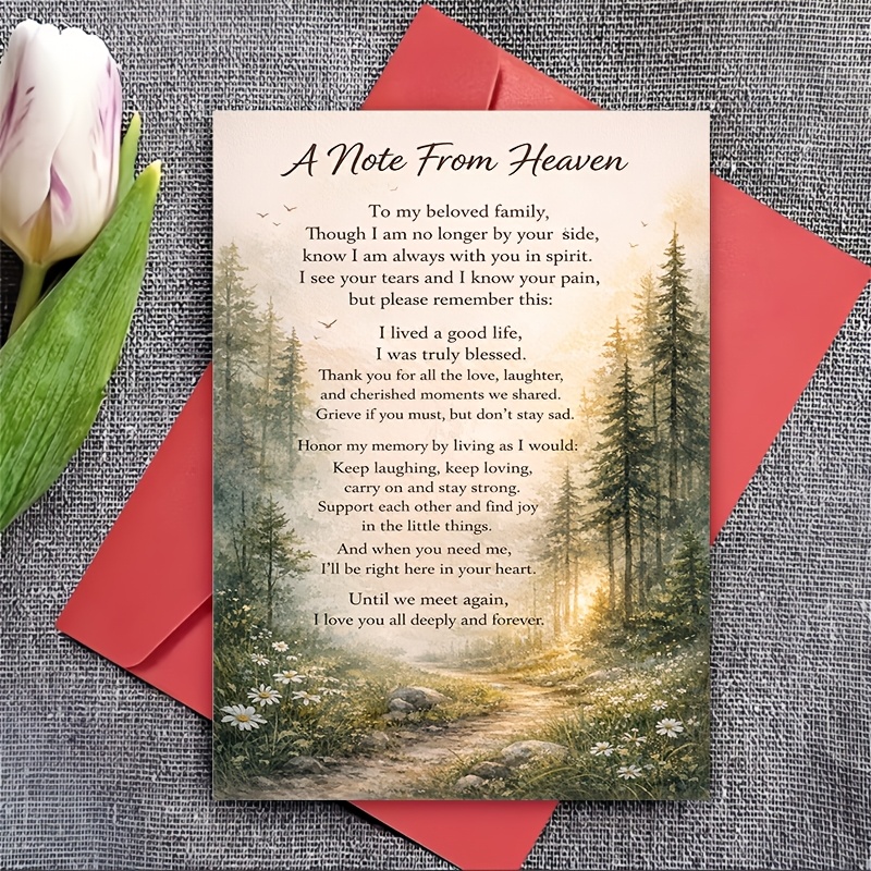 TEMU 1 Envelope, 1 Greeting Card: Forest Path Condolence Memorial Card, Includes Comforting Message, Suitable For Bereavement Condolences And Support