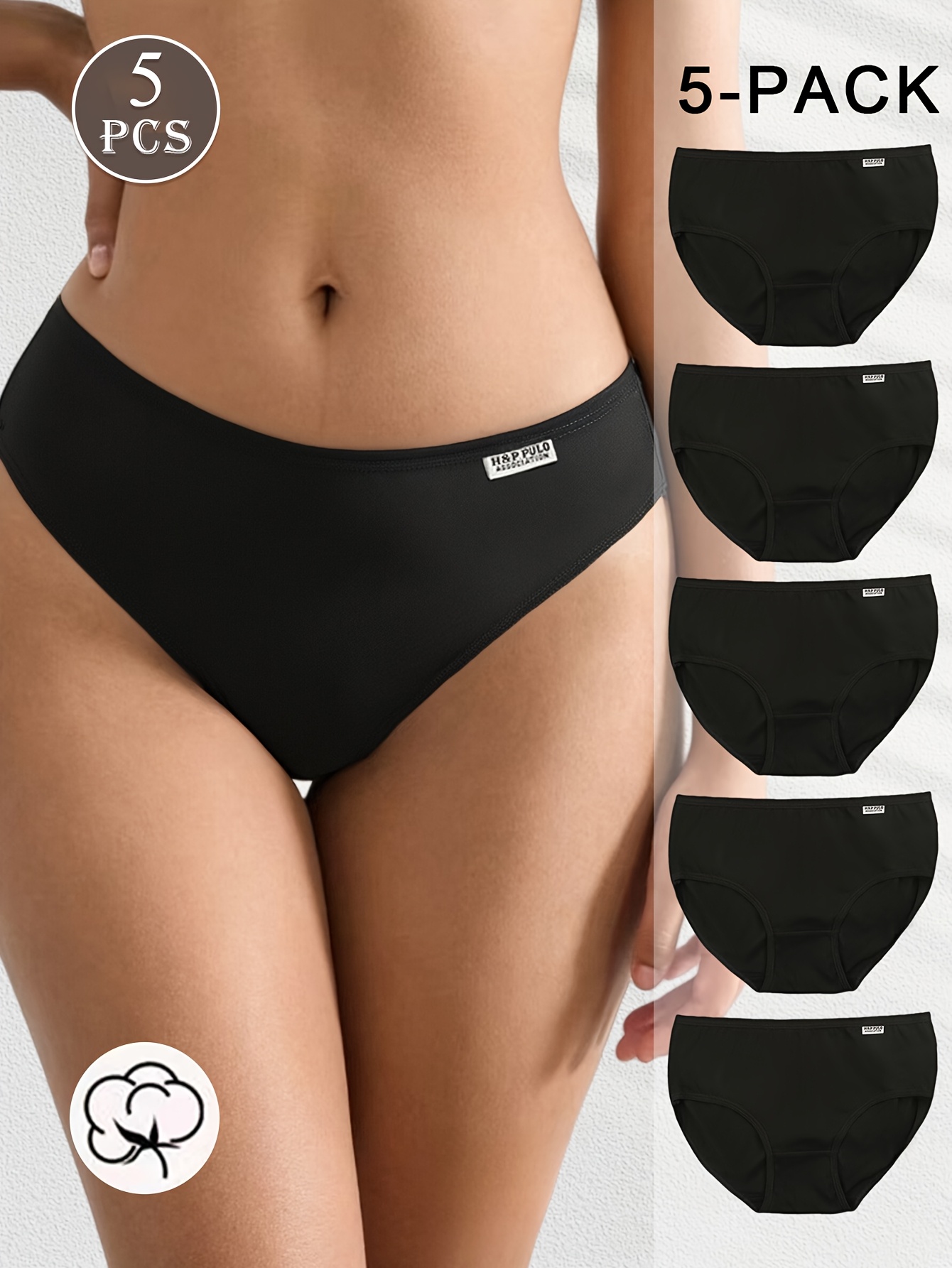 5pcs womens   with letter detail comfortable breathable no show     low   underwear in sizes xs xxl high stretch fabric for casual attire