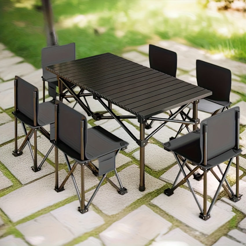 A Complete Set of 6 Chairs And a 120 Cm Long Table for Family Members, Including Q3Y Outdoor Folding Table And Portable Storage Bag for Camping