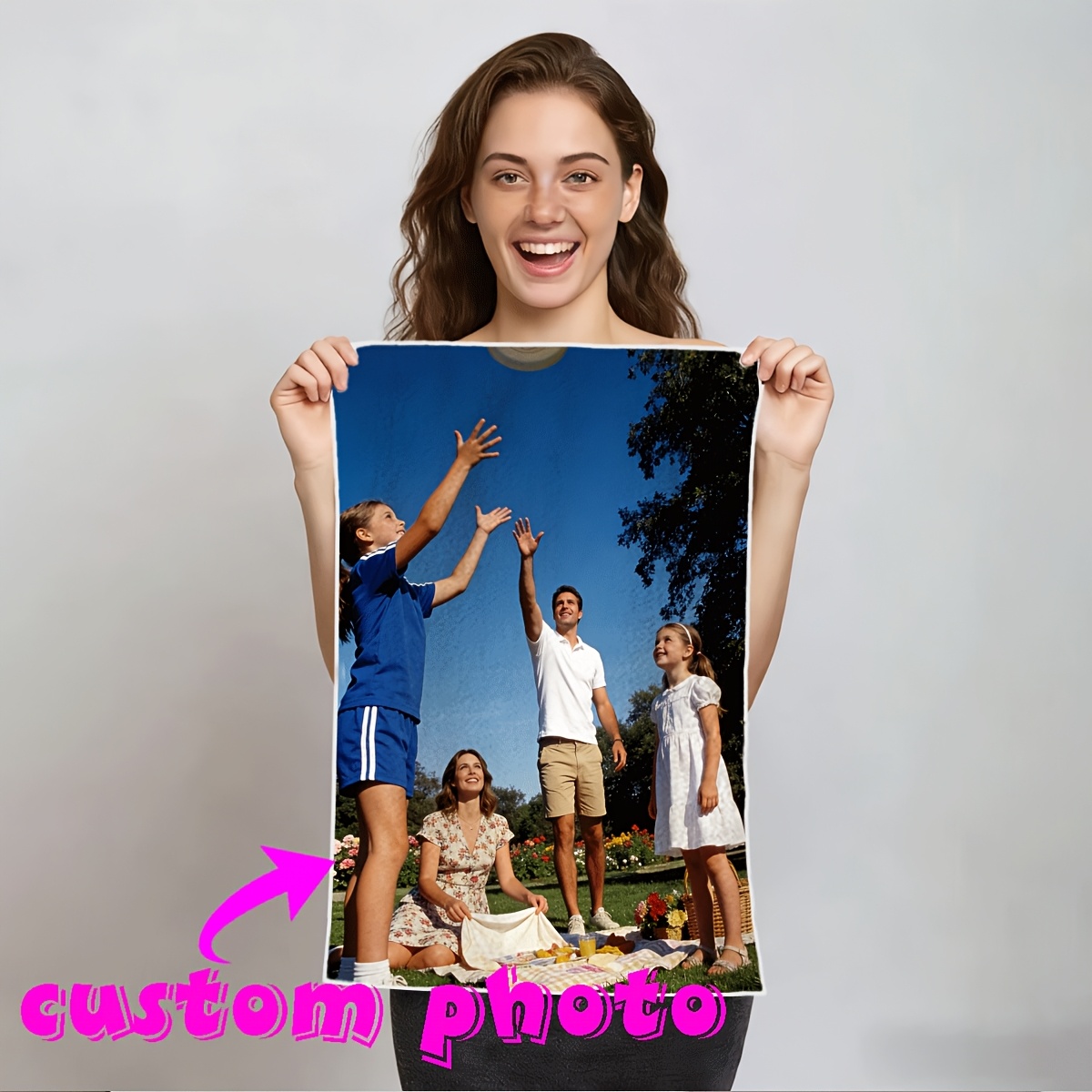 TEMU 1pc Custom Photo Hand/hand Towel Suitable For Hotel, Bathroom, Yoga - With Your Own Picture/logo, Themed For Christmas/halloween Gifts, Machine