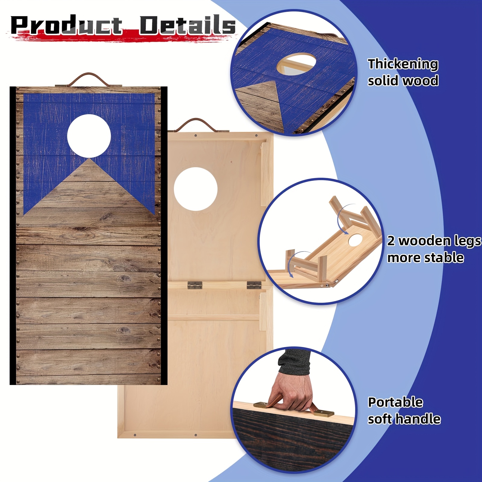 Portable Cornhole Board Set with Bean Bags 3ft x2ft Foldable Corn Hole Games for Adults and Kids Indoor or Outdoor Corn Hole Toss Games Backyard Tarvel