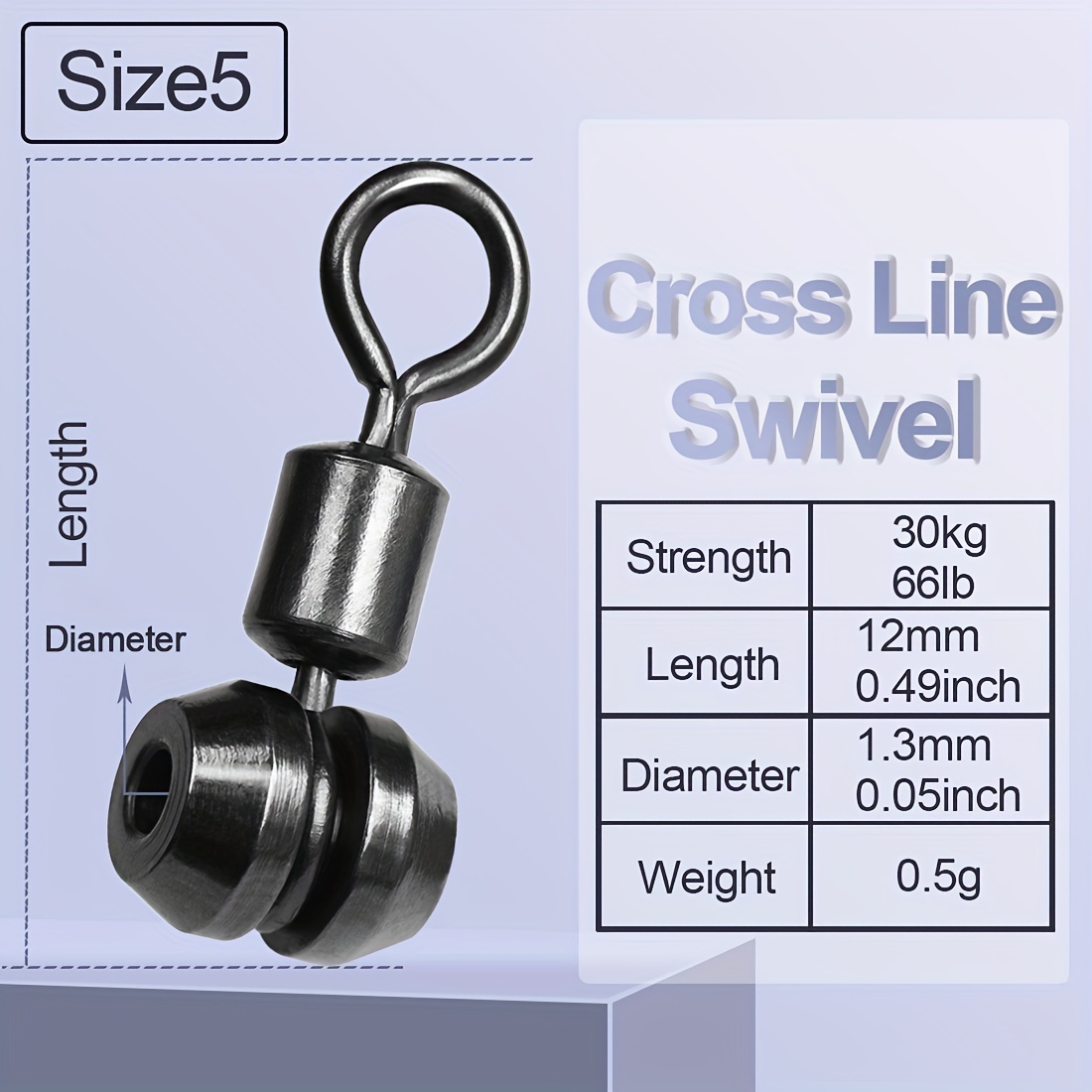 Image of 50pcs Cross Line Swivel 3-way Swivel Stainless Heavy-duty Rolling T Swivel Rig Swivel Preventing Twists And