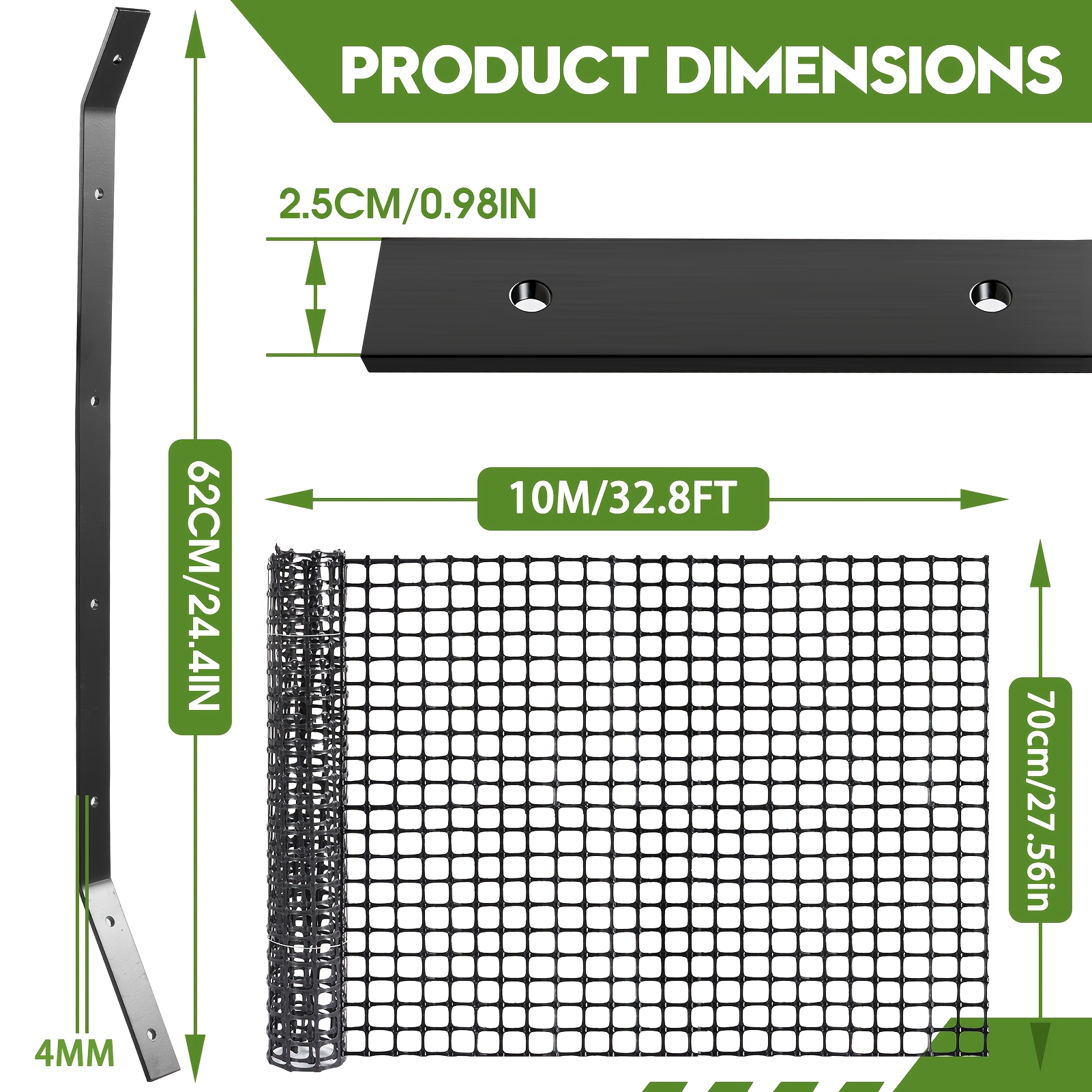 TEMU Black Pvc Coated Welded Mesh, Suitable For Garden Borders, Vegetable Garden Protection, And Cat Fencing 10m/32.8ft, Mesh Size 15*17mm