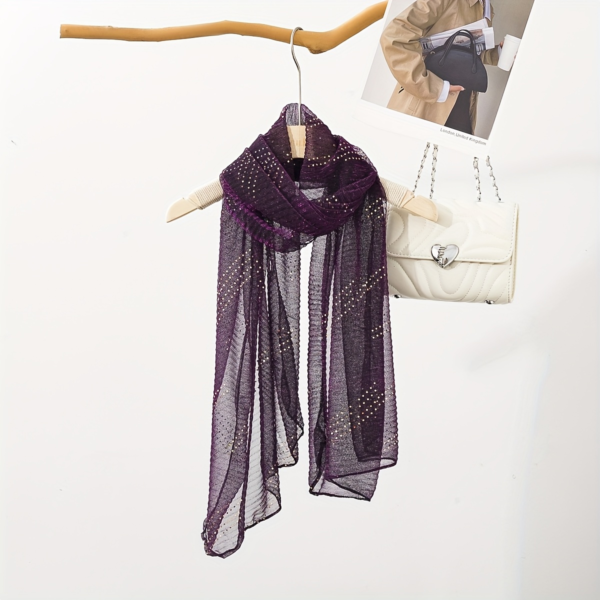 Sciarpa da donna alla moda con stampe glitterate luccicanti