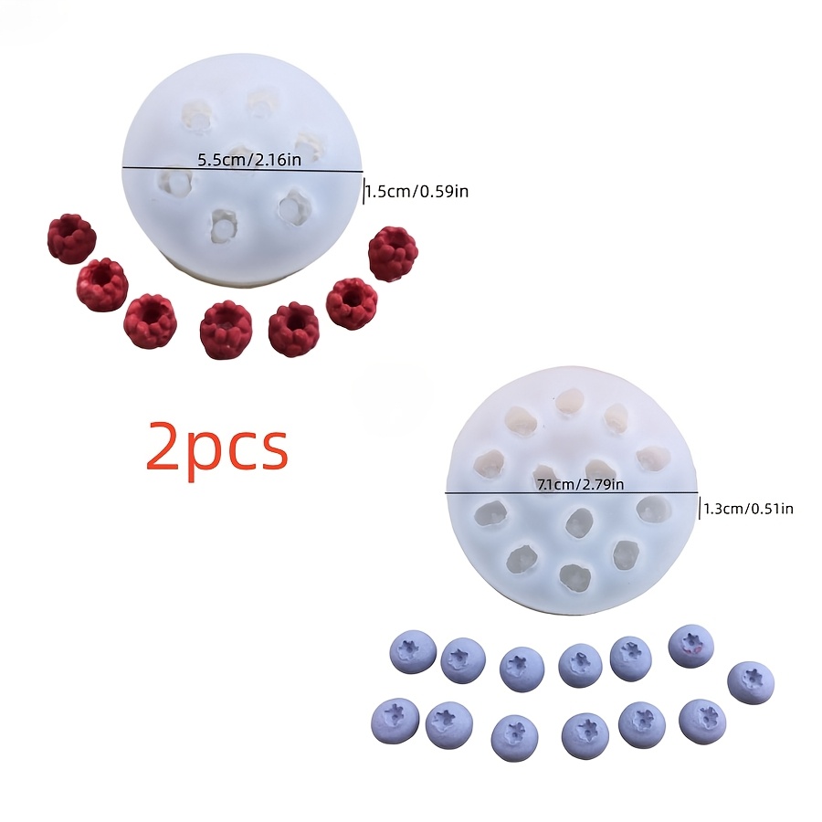 TEMU Stampo in silicone SILIKE LUFEI fai da te a forma di mirtillo e , 2 pz/4 pz, per artigianato in resina, candele, produzione di , stampi per cera