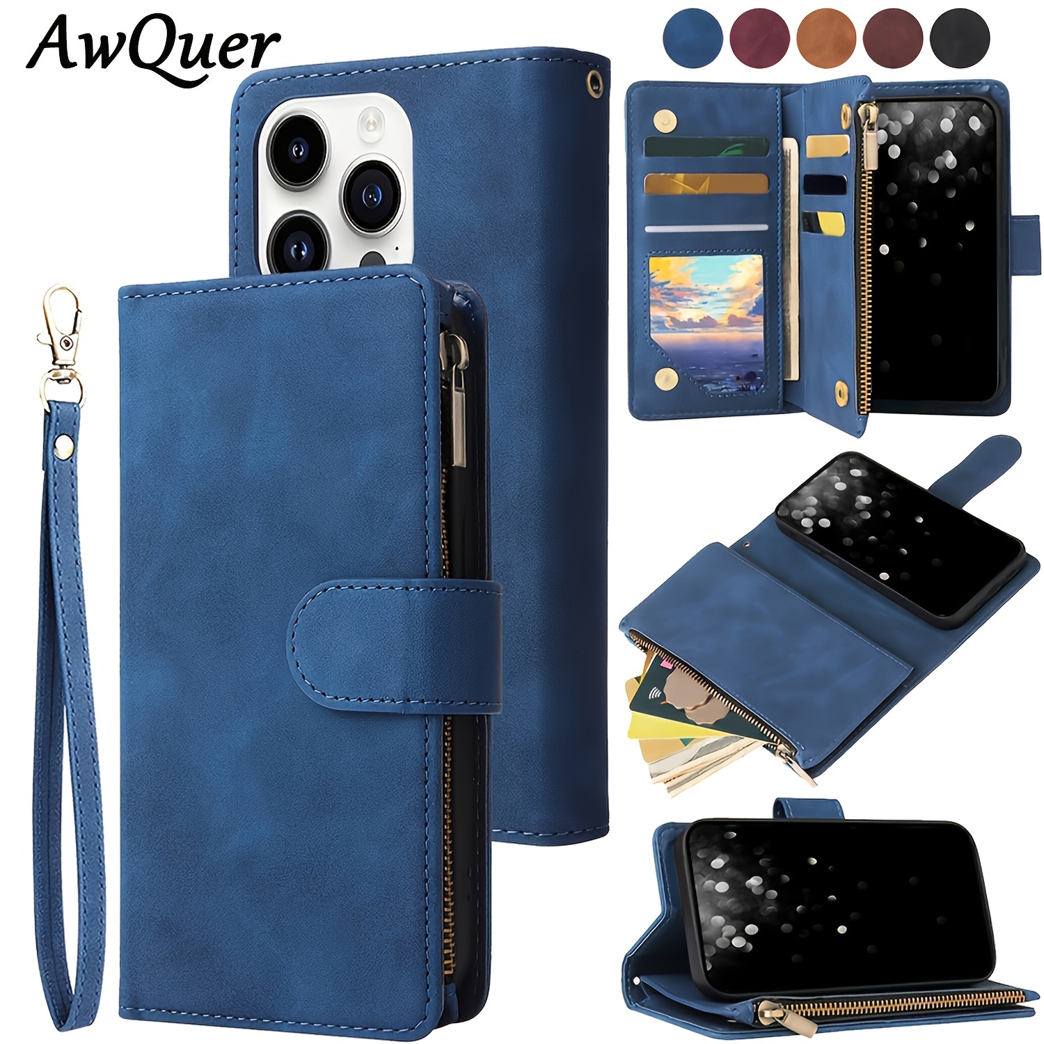 wallet zipper pu leather phone case 16 15 14 13 Temu Pakistan