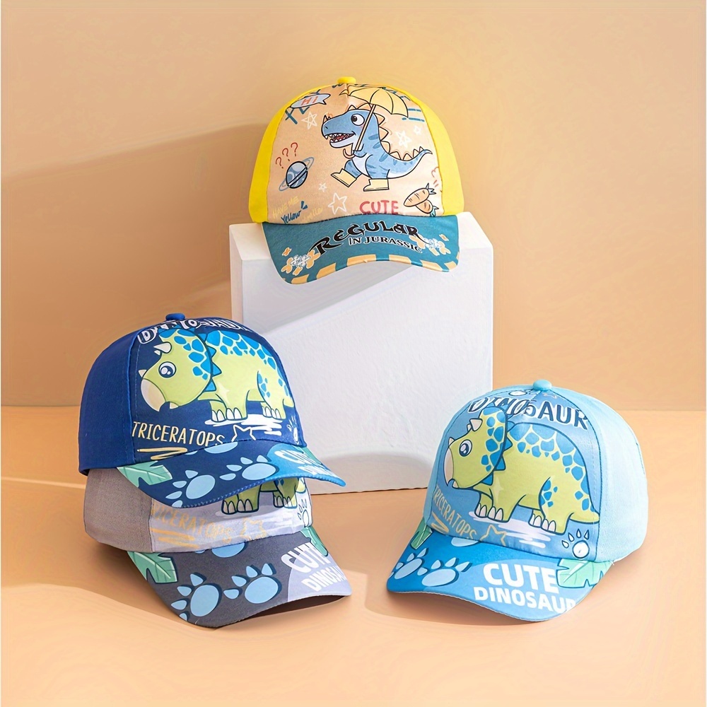 

Boys' Dinosaur Baseball Cap - Trendy Color Block, Breathable Sun Protection Hat For Spring/summer Outdoor Fun & Vacation