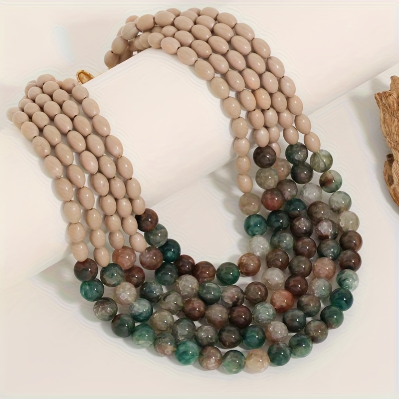 E-shop 1 Stück Bohemian Handmade Mehrschichtige Glasperlenkette – Das perfekte elegante Party-Accessoire Geburtstagsgeschenk