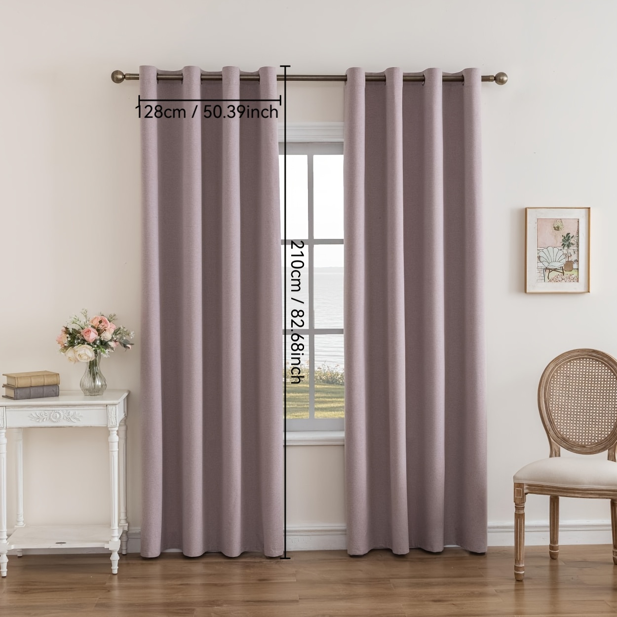 TEMU 2pcs Perforated Finished Curtain, , Thermal Insulation, Warm And Cozy Finished Curtain, Suitable For Bedrooms And Living Rooms.