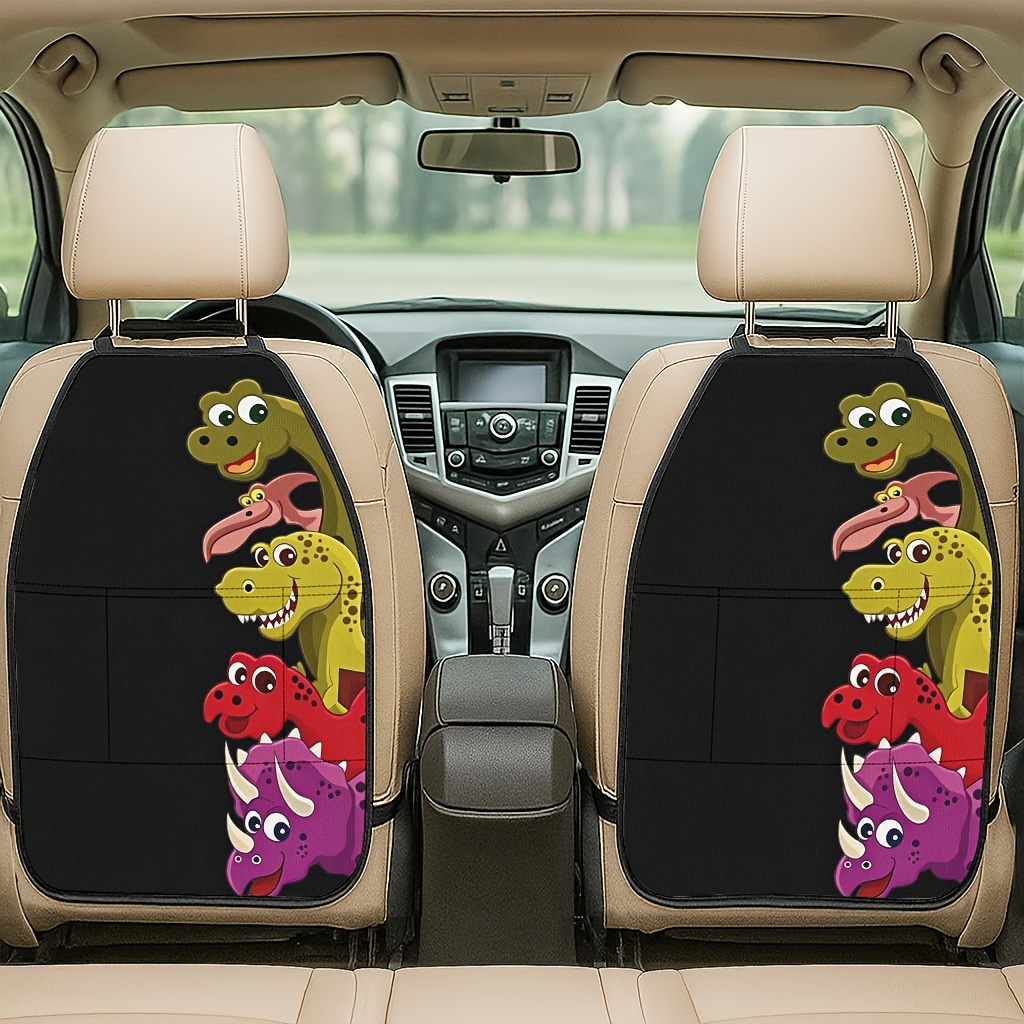 TEMU 2pcs Adventure Theme Car Seat Organizer And Anti-kick Pad, Seat Protector With Storage Bag, And Clean, Universal Car Seat Storage Bag, Perfect