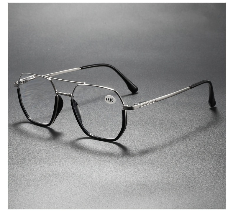 A Pair of Unisex High-Quality Square And Round Reading Glasses, Featuring a Stylish Vintage Metal Frame And Spring Hinges, Suitable for Reading And Watching TV, Available in Various Prescriptions from +1.00 to +4.00, Making It a Perfect Gift Choice.