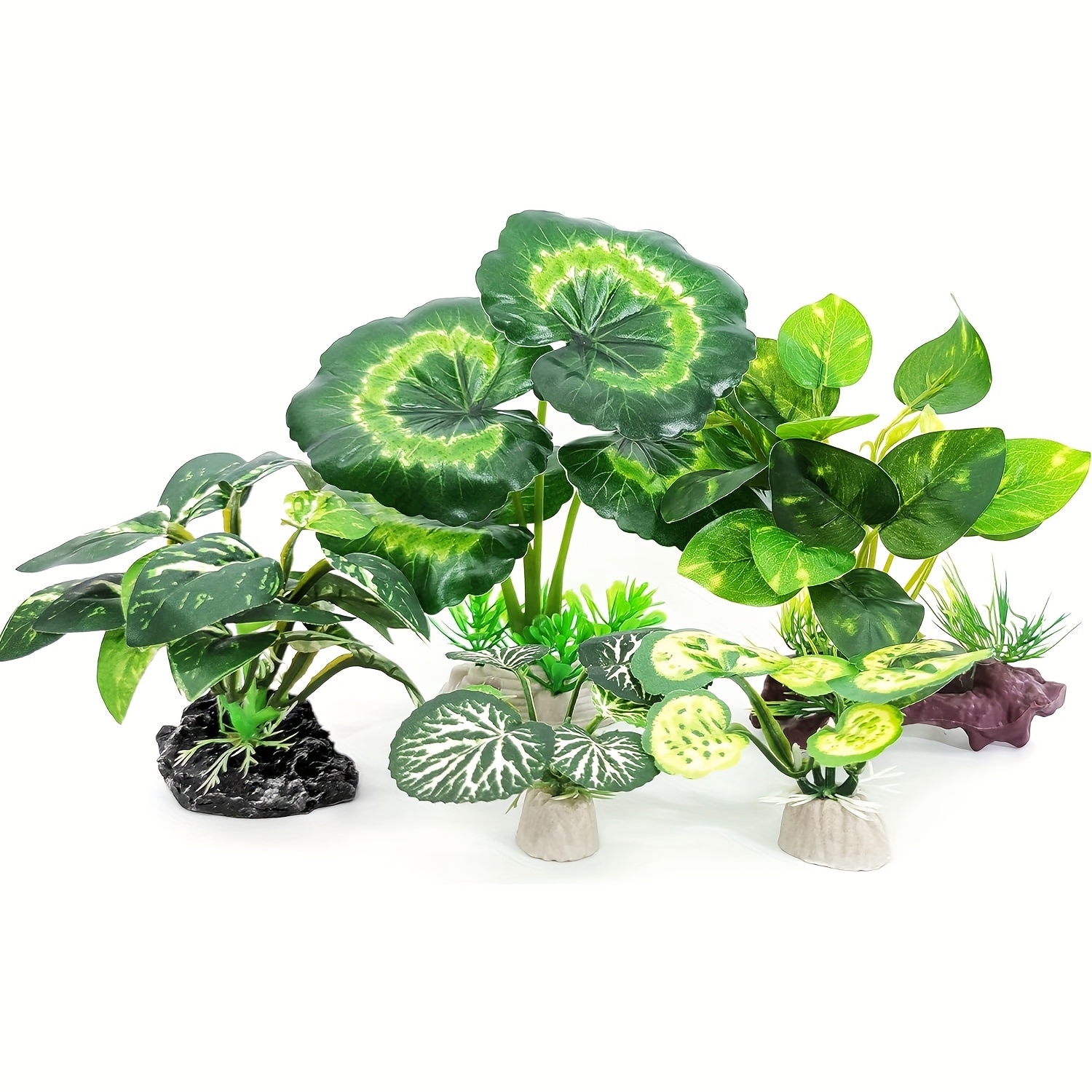 

5pcs Decor - Realistic Plastic & Resin Plant Set For Freshwater And Saltwater Tanks, Safe For Fish, Reptile Plants, Tall, Betta Fish