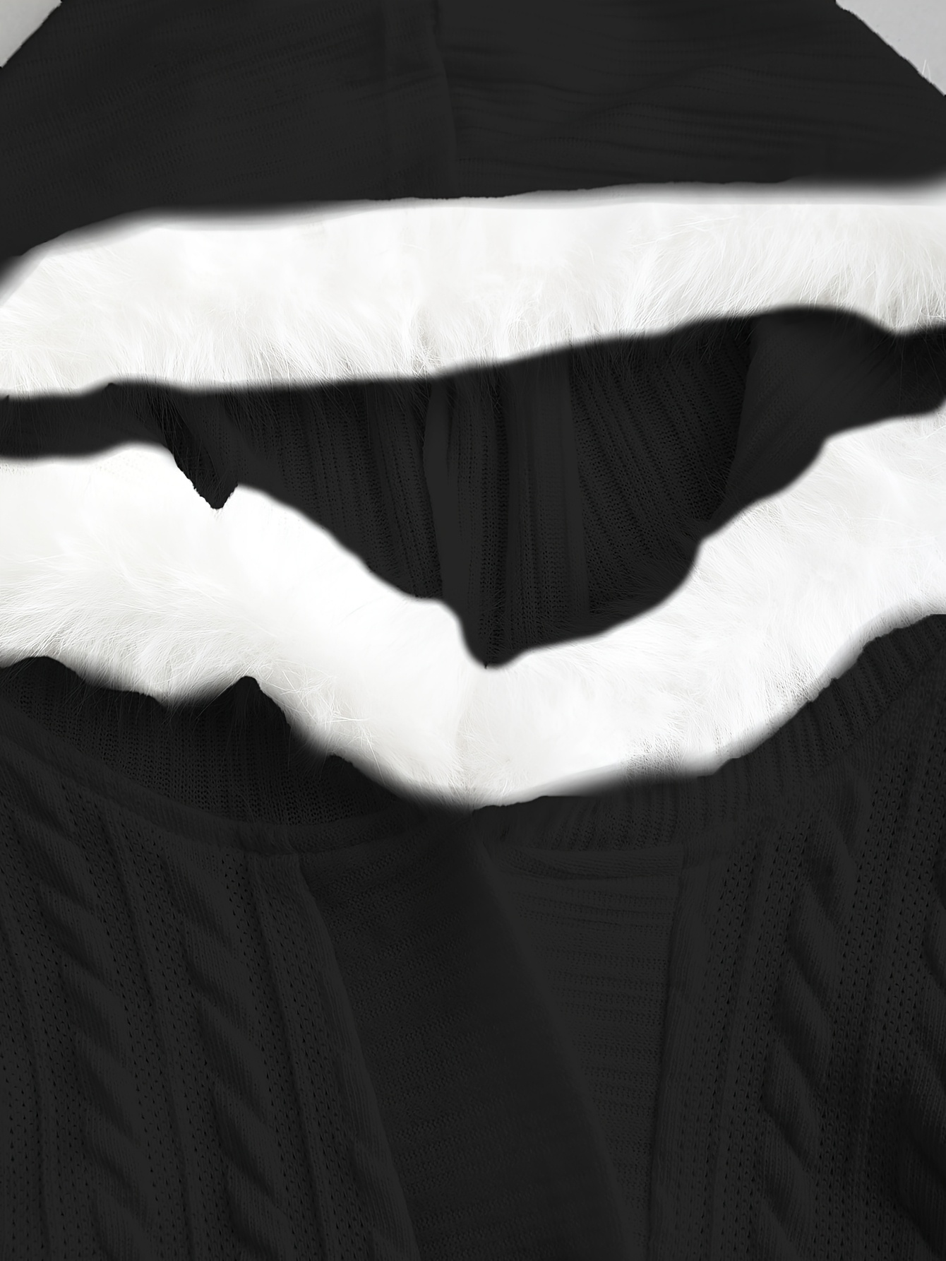 Abrigo tejido con capucha estilo Y2K para mujer, 100% poliéster, color liso, abrigo largo con botones y detalles de pelo sintético, diseño de tejido de cable, colección otoño/invierno - Imagen 7