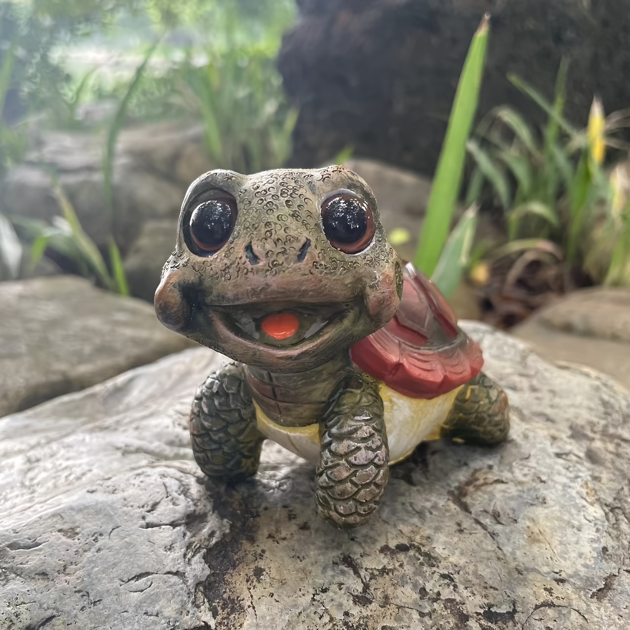 

unique" Charming Cartoon Turtle With Big Eyes - Perfect For Garden, Patio, And Home Decor | Resin Art & Craft