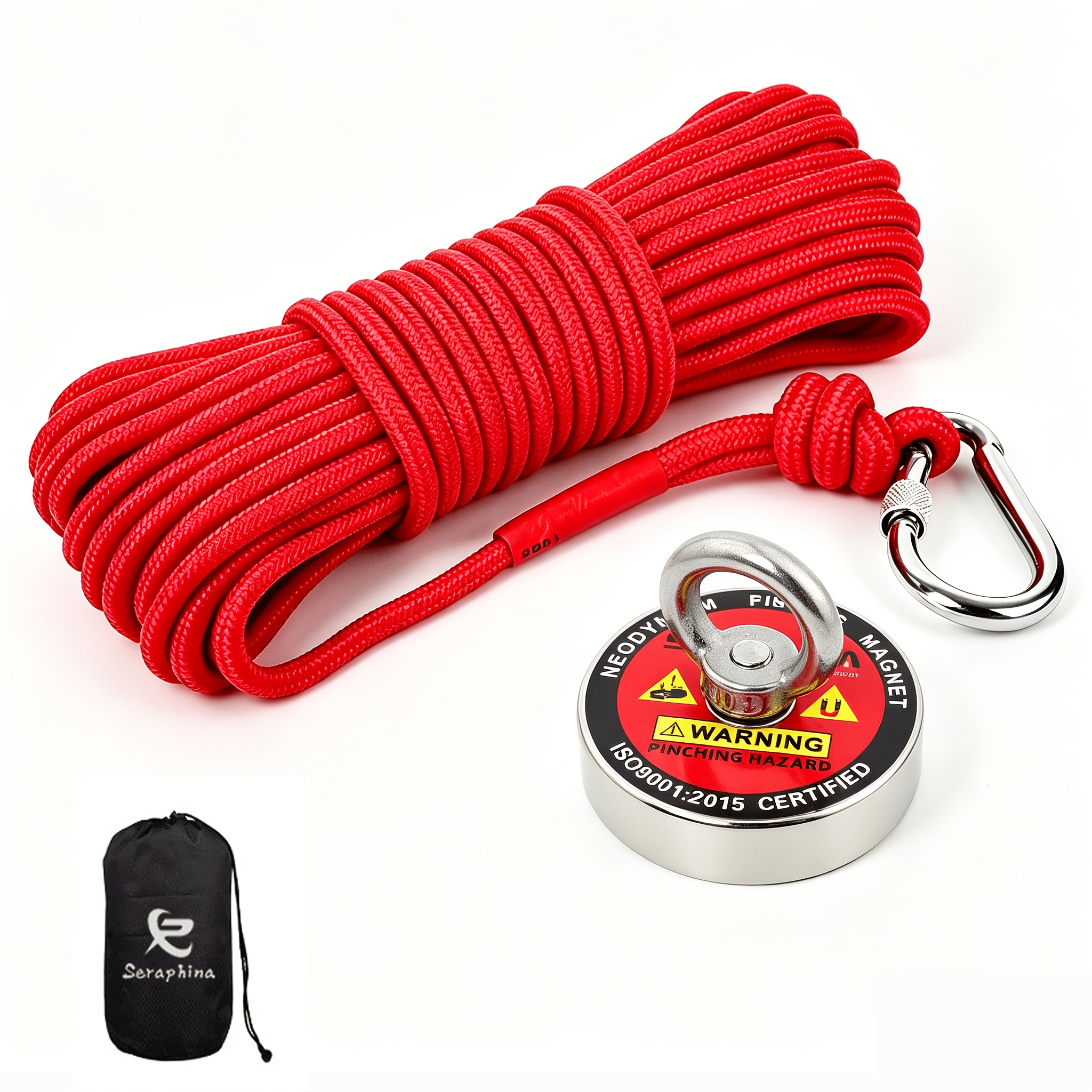 Image of Neodymium Fishing Magnet Kit With 10m Rope And Storage Bag, Heavy-duty Metal Retrieval And Underwater Magnet Set
