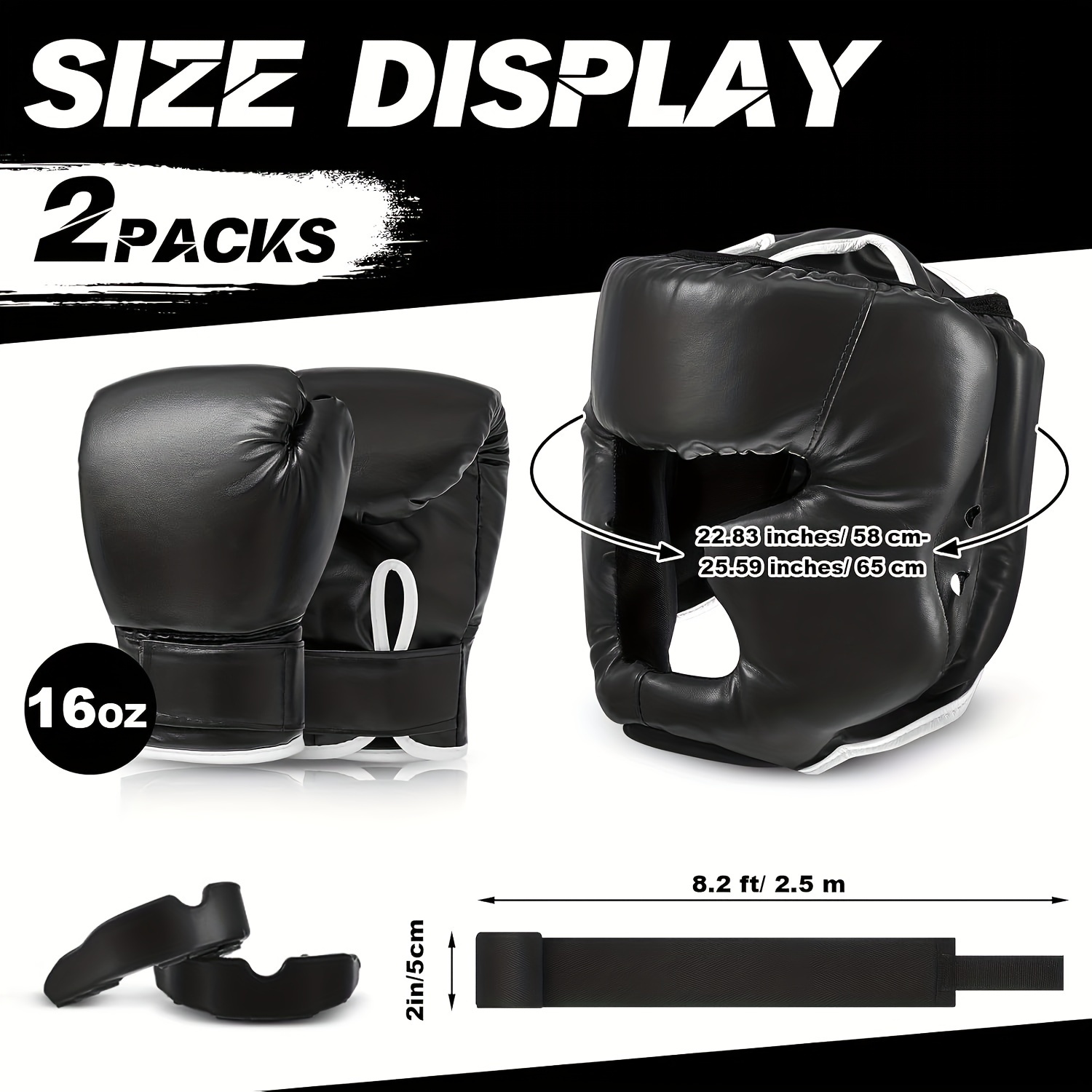 14 pcs boxing set including 2 pair of 16 oz boxing gloves headgear helmet boxing hand wraps sport   for adults youth beginners training equipment details 0