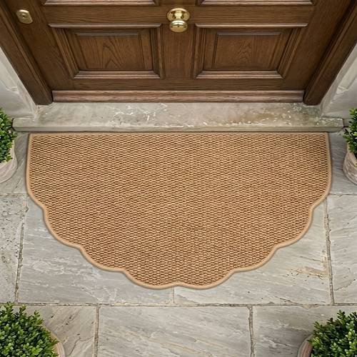 1pc semi circular wavy edge durable mat warm brown no and elegant enhancing entrance atmosphere door mat small rug welcome mat carpet mat outdoor door mat kitchen decor front door mat small area rug