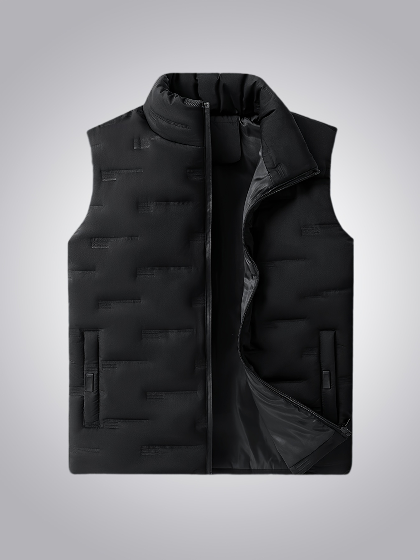 mens lightweight insulated vest stand collar zipper front Temu