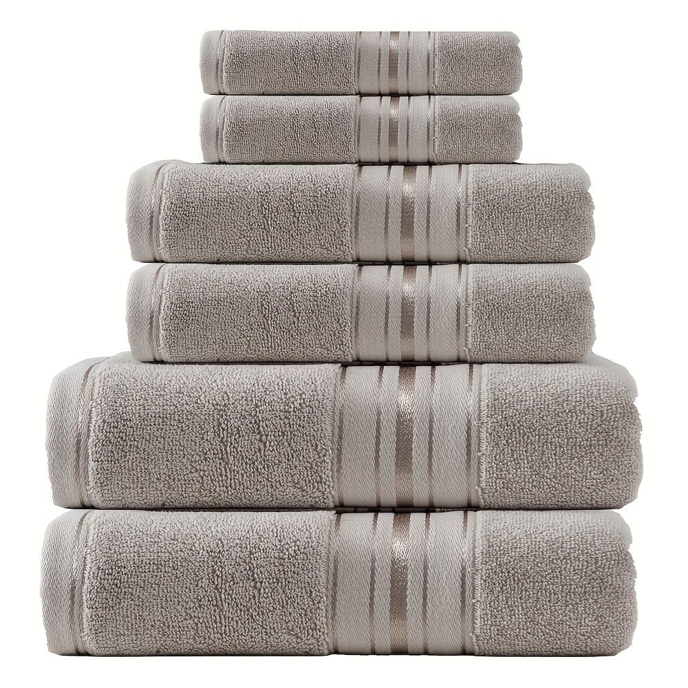Image of 6pcs -quality Cotton Bath Towel Set, Including 2 Bath Towels, 2 Hand Towels, And 2 Washcloths. Soft, Skin-friendly, And Absorbent, Perfect For Bathrooms, Hotels, And Spas