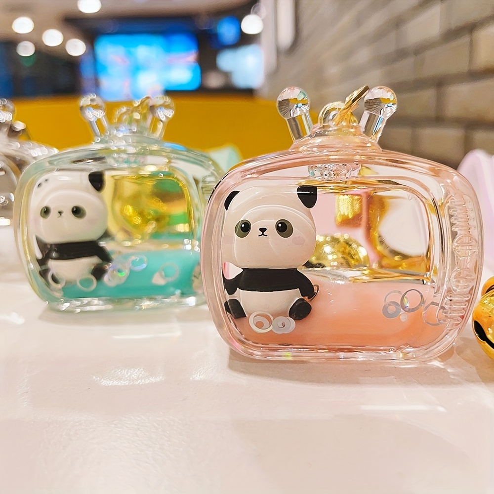 

Acrylic In Oil Floating Doll Panda Keychain Exquisite Quicksand Key Chain Bag Pendant For Women