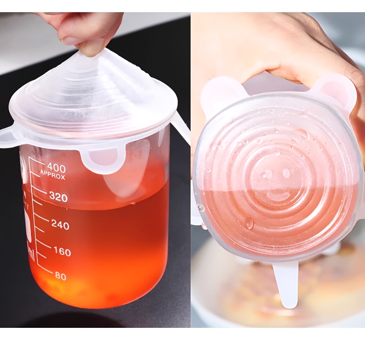 Juego de 6 tapas elásticas de silicona, cubiertas reutilizables y resistentes para tazones de almacenamiento de alimentos, seguras para usar en lavavajillas y refrigeradores, aptas para varios contenedores en 6 tamaños