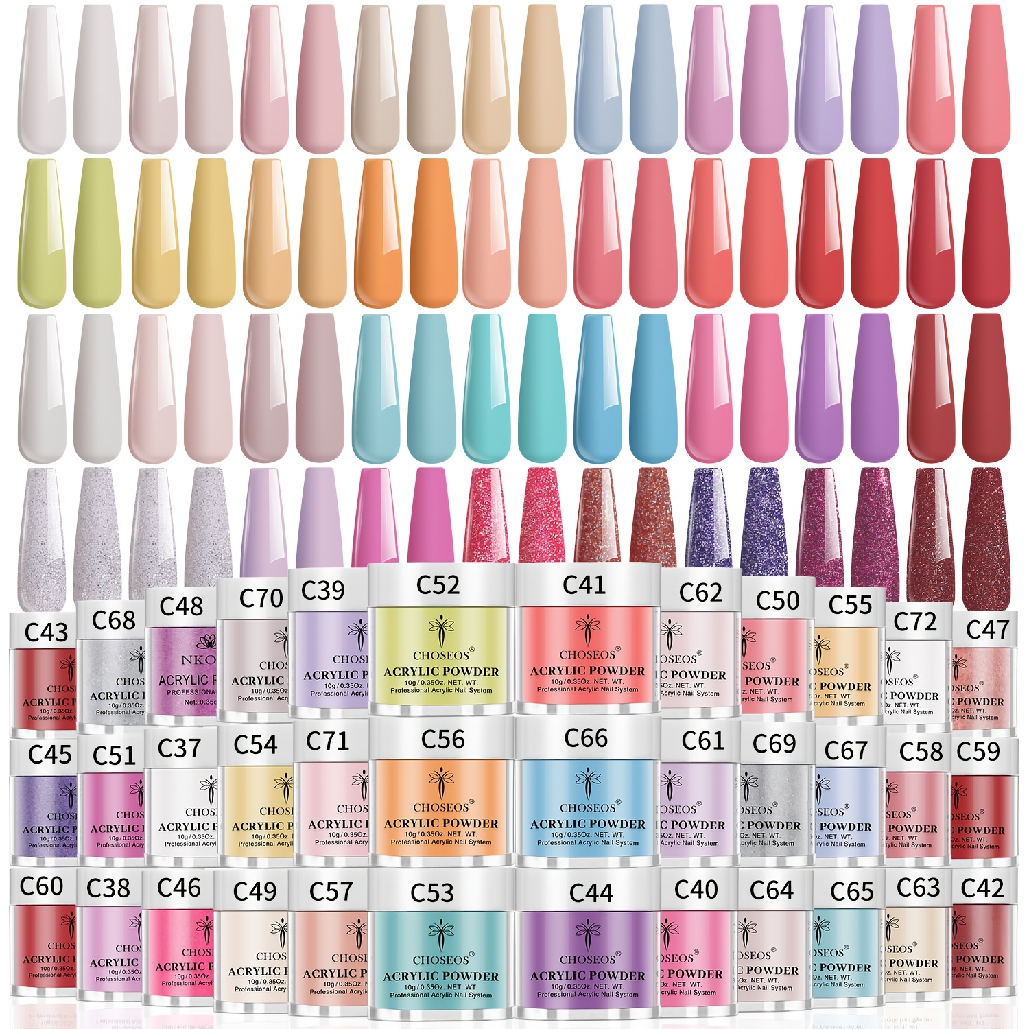 Image of Music Festival Fun, 36-color Acrylic Nail Powder Set, Fluorescent Colors, Scratch-resistant, Long-