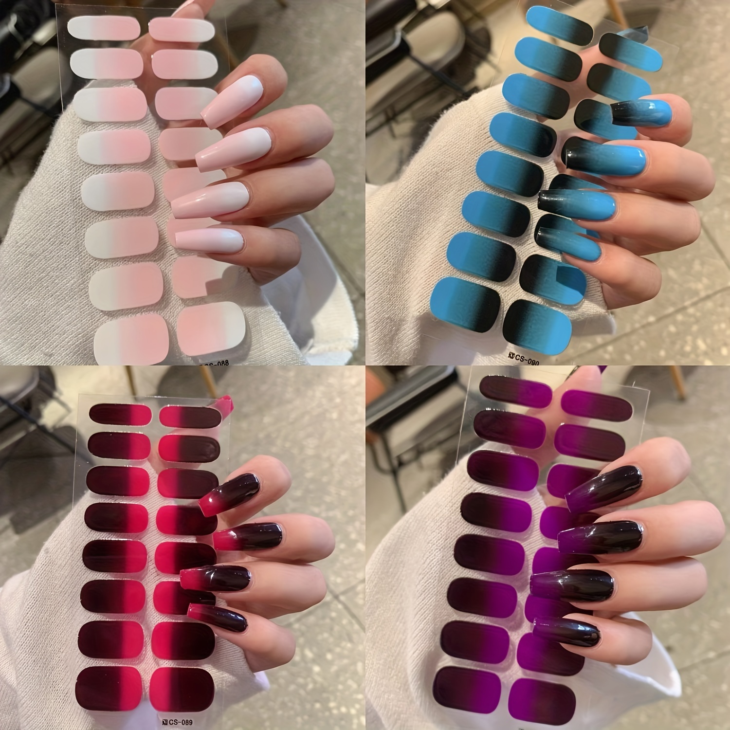 

16pcs Gel Strips, Art , , And , , And Purple (no To , No To )