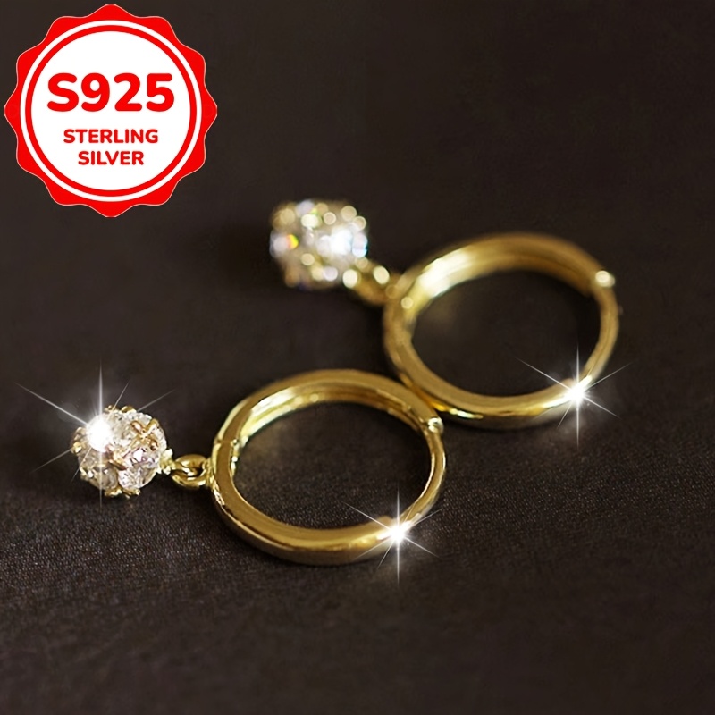 2pcs Women's S925 Exquisite Sparkling Ball Hoop Earrings