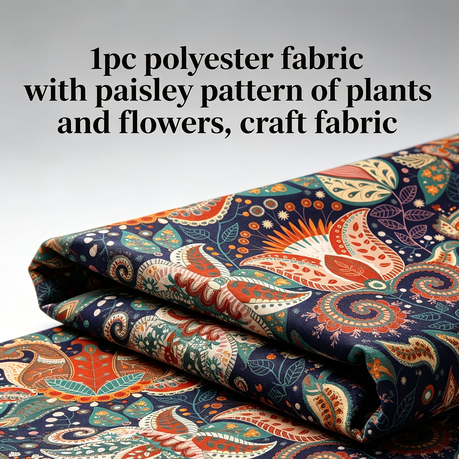 TEMU 1pc Multicolor Paisley Floral Style Printed Polyester Fabric, Pre-cut Craft Sewing Material, Handmade Fabric, Suitable For Indoor Home Decor,