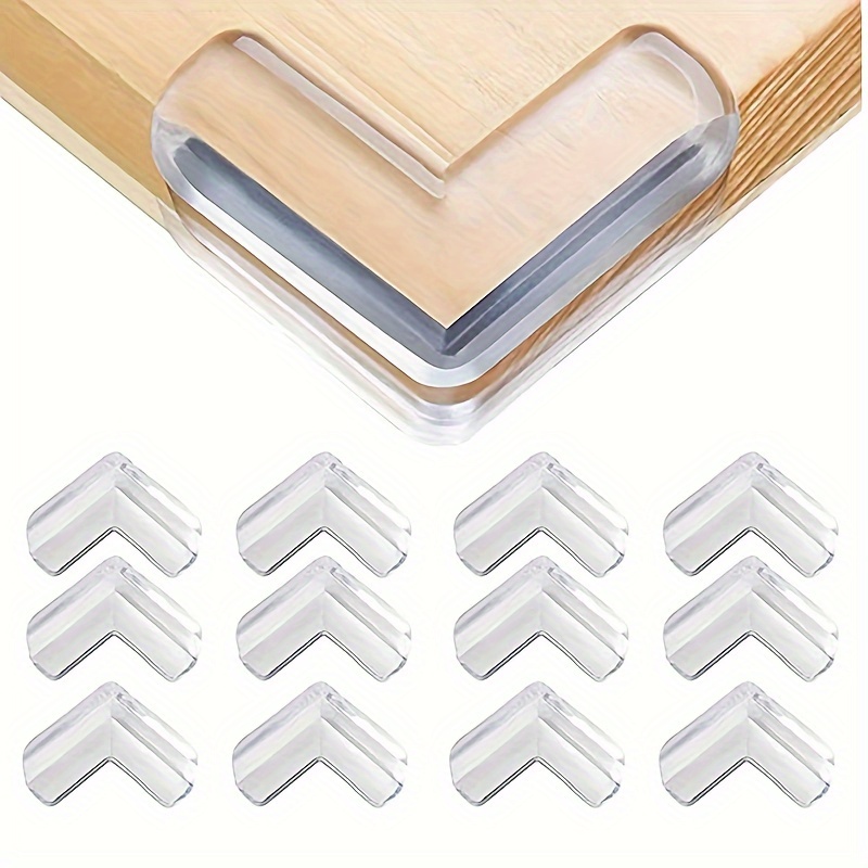 

12-piece Clear Safety Corner Guards - High Adhesive Gel For Tables, Furniture & Glass Cabinets - Pvc-free