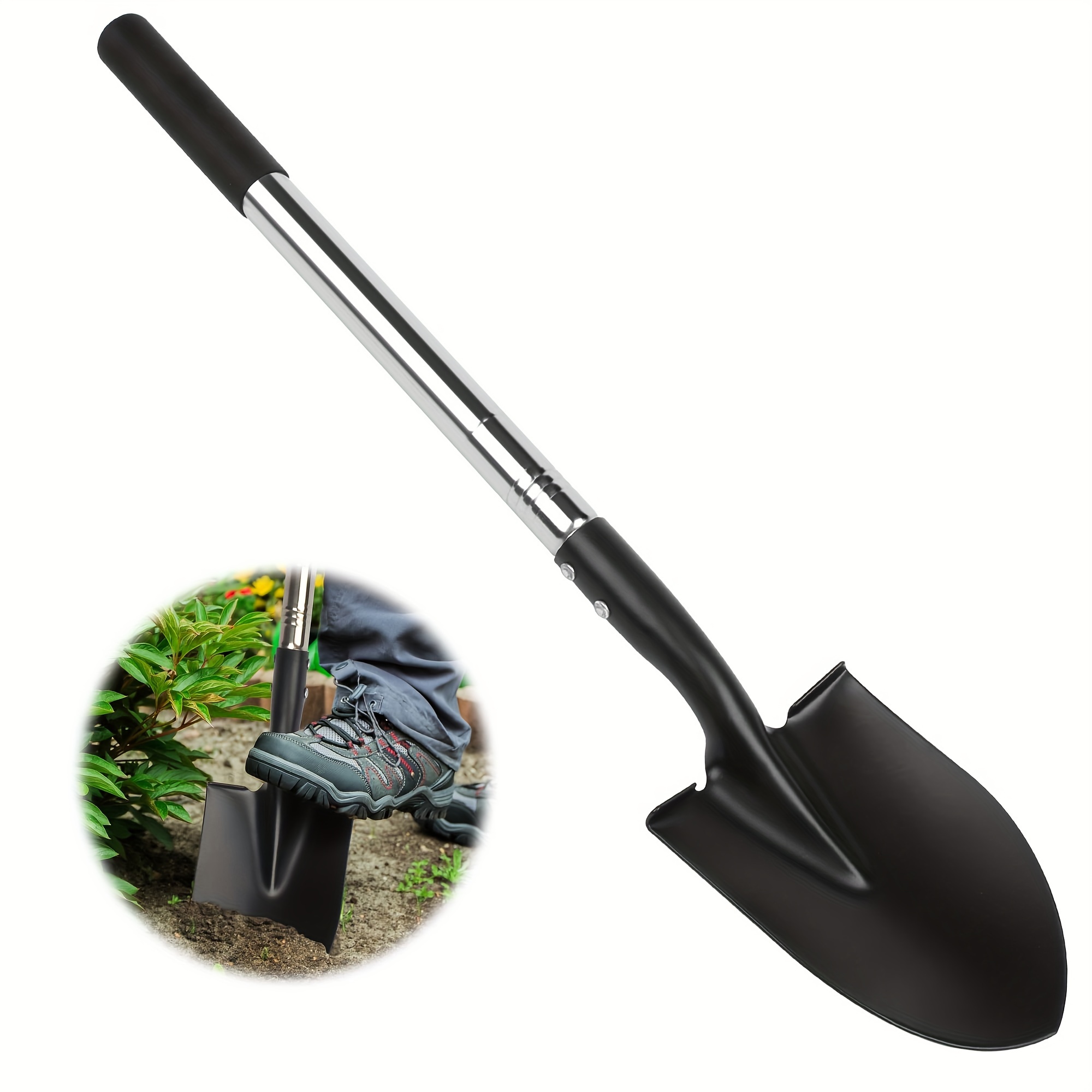 

Mini Shovel With Carbon Steel, No-slip Ergonomic Handle, Square Nose Head For Gardening, Land Management, Yard Work, Farming And Outdoors, Essential For Camping And Hiking