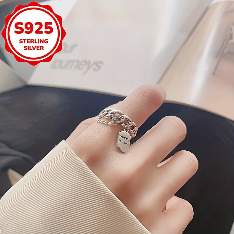 Unisex Vintage "Where Is Love" Engraved Adjustable Open Ring