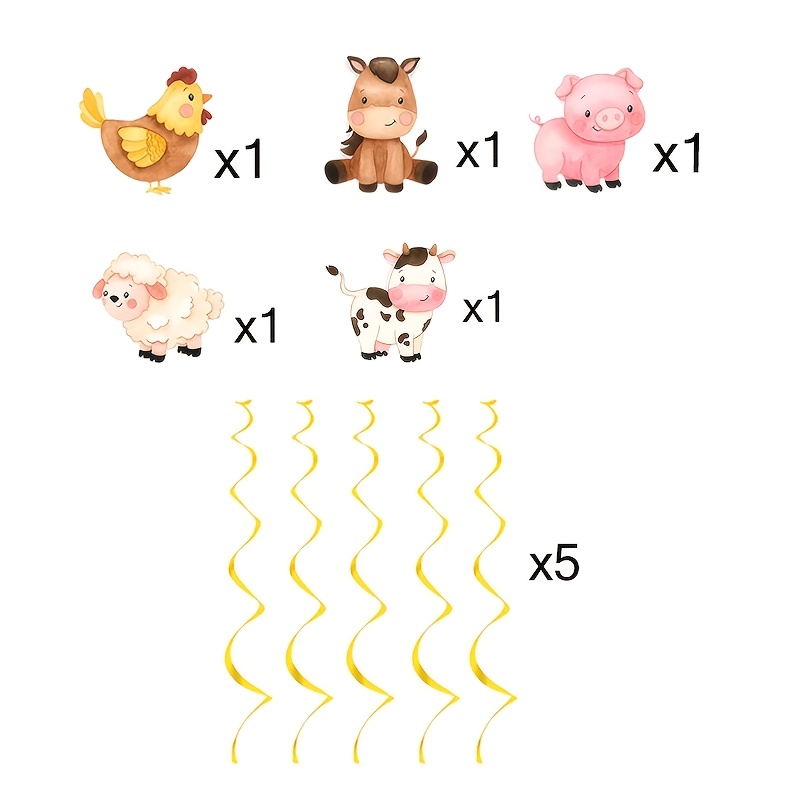 Image of 10pcs Farm Animal Birthday Banner Set - Farm Party Decorations With Cow, Pig, Horse, Sheep, And Chicken Birthday Supplies, Halloween Decorations & Christmas Decorations