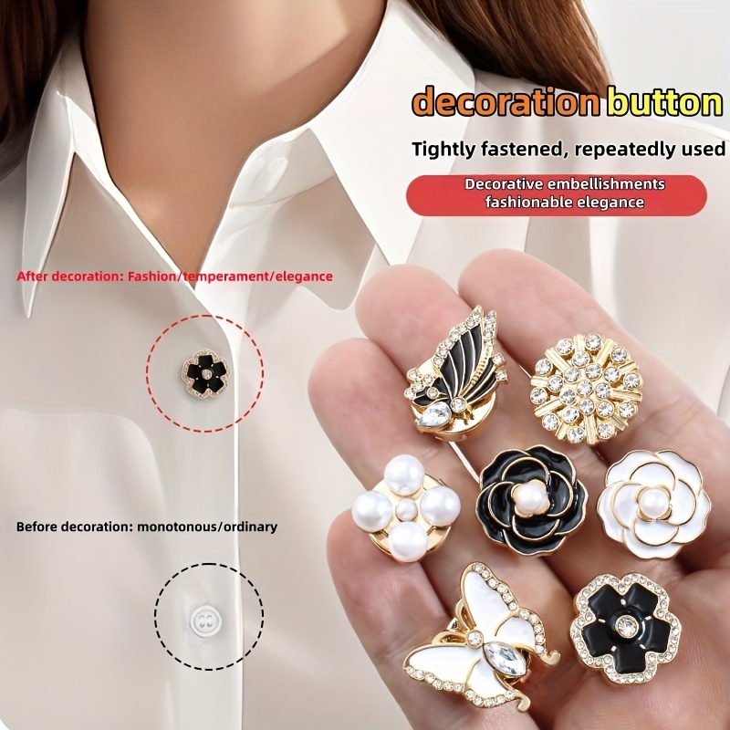 E-shop 7-teiliges kreatives Dekorations-Knopfset für Hemden, modischer Akzent für Damen Herren, Business-Casual-Formalaccessoires,