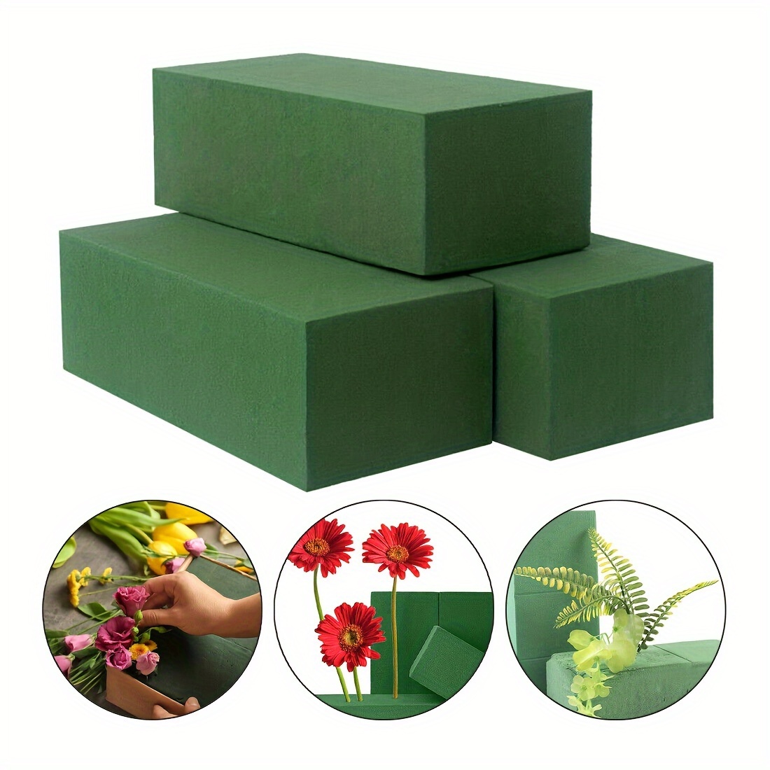 

1pc-green Rectangular Flower Mud, Suitable For Wedding Festival Party Flower Decoration, Diy Flower Basket, Garden Decoration Eid Al-adha Mubarak