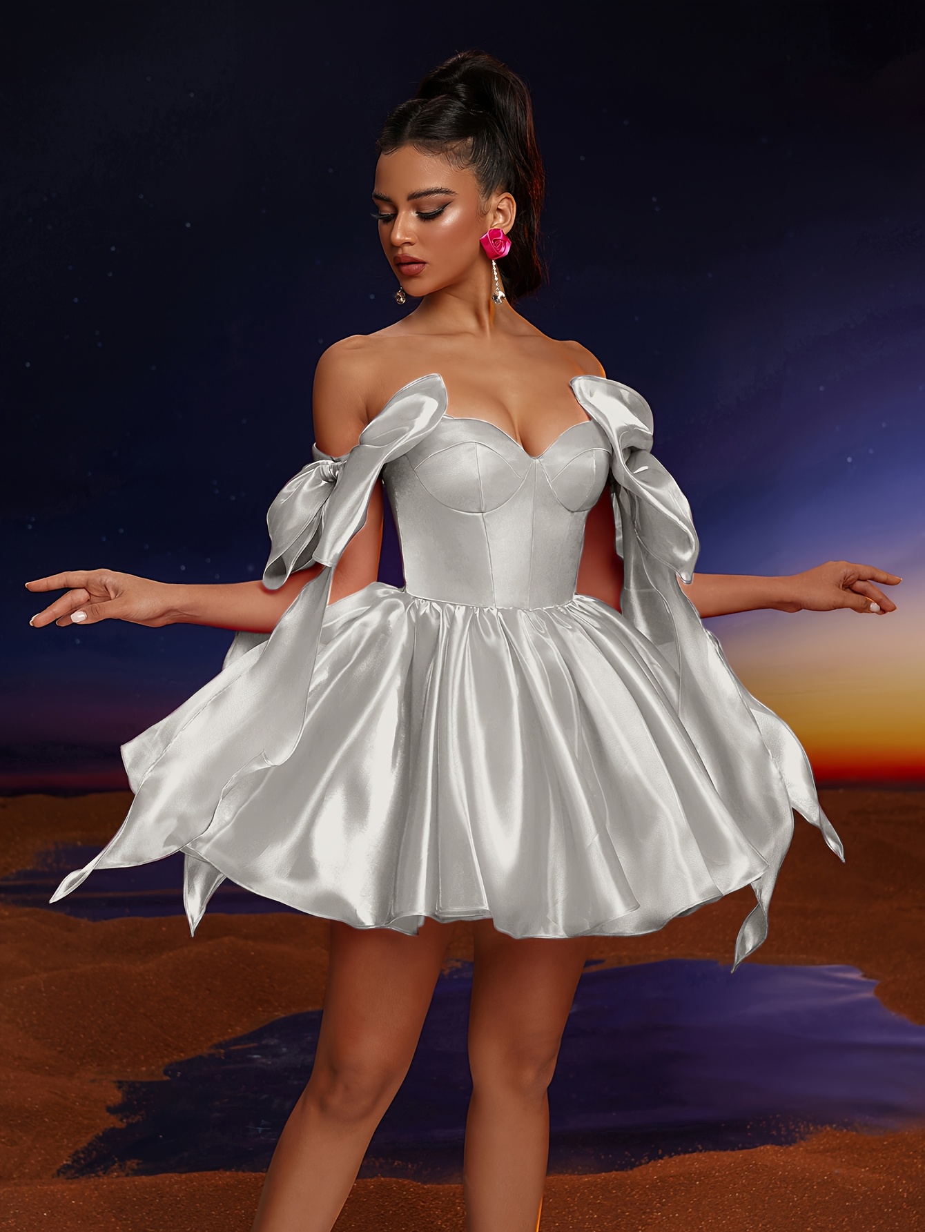 slim fit dress slacks Two Piece Mermaid White Prom Dress, 2 Piece Prom Dress, Sexy Slit Even –  morievent main image 0