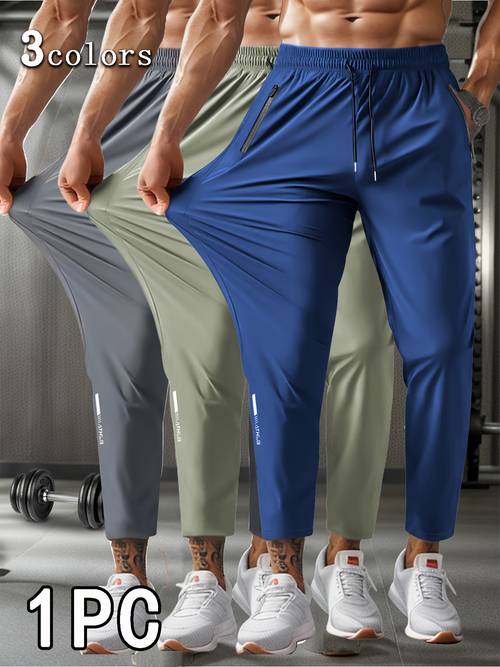 mens high 7 8 length athletic pants with drawstring waist zipper pockets moisture wicking workout joggers for gym running casual wear 3 colors black spring summer fall training pants