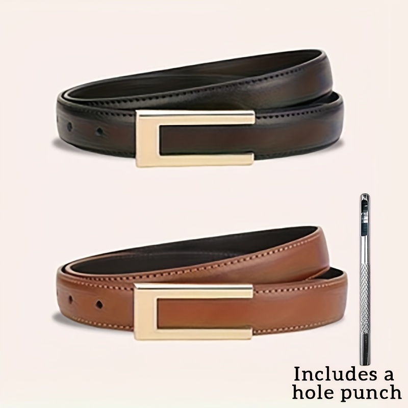 TEMU 2pcs Ceintures Femme Faciles à - Boucle en Alliage Haut de Gamme avec Corps, 1pc Perforatrice Incluse, Accessoire de Ceinture Élégant et Solide