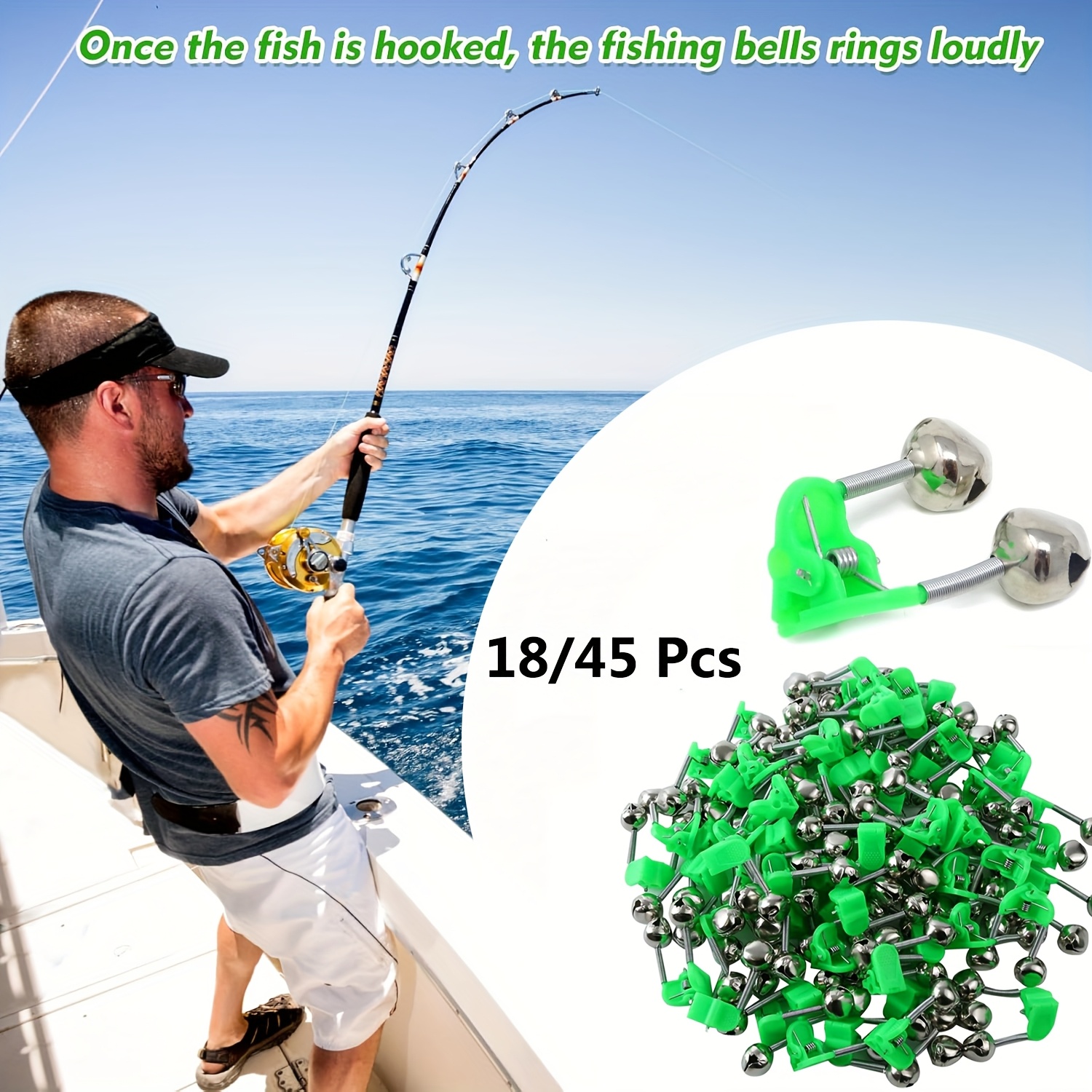 Fishing Bell PalProt 15PCS S With Green LED Lights - Rod Alarm Bells ...