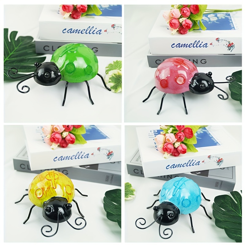 Miniature Wooden Ladybug Accessories, Insect Craft Decor Outdoor