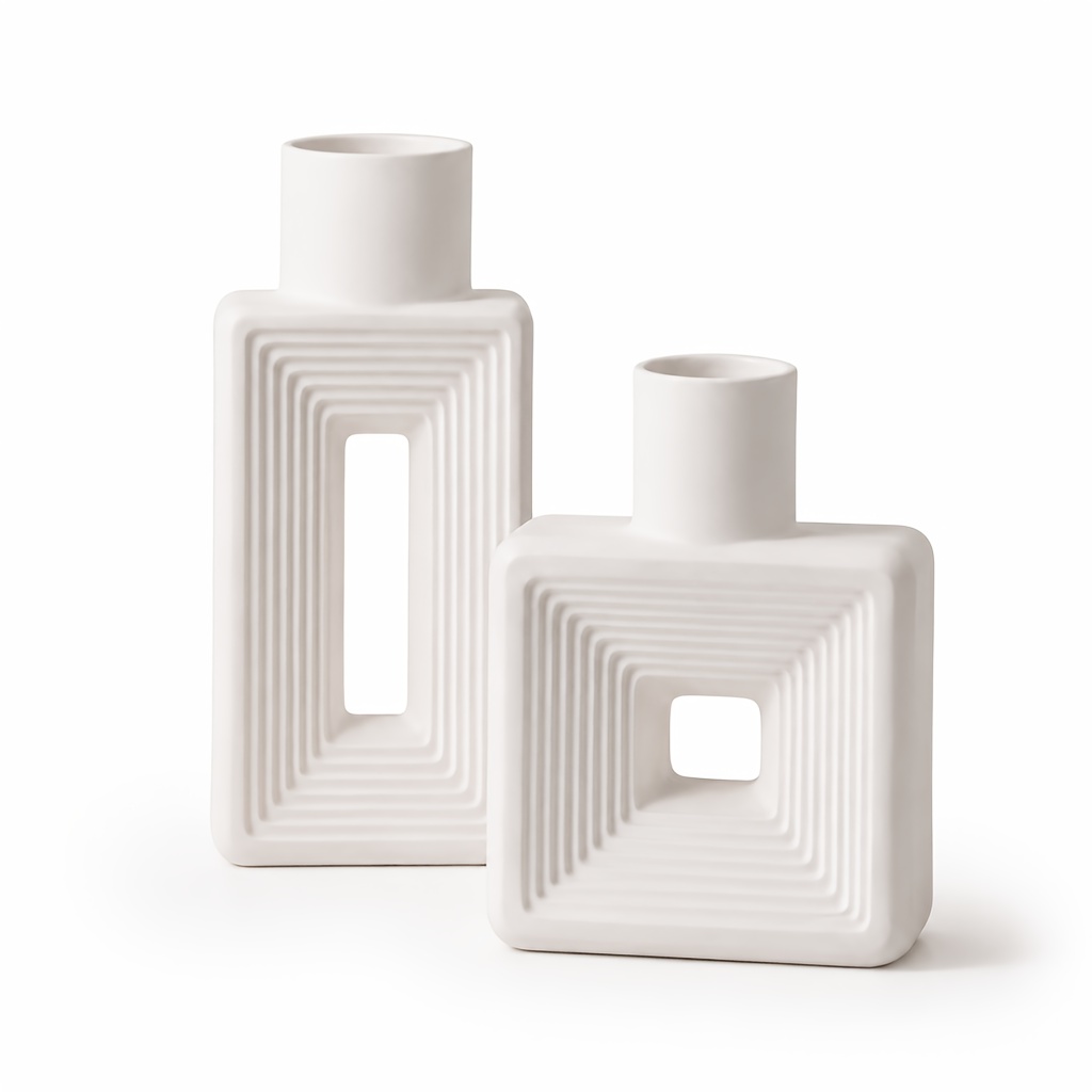 TEMU Juego de 2 jarrones cuadrados con , decoración de mesa con flores secas impresas en PLA 3D