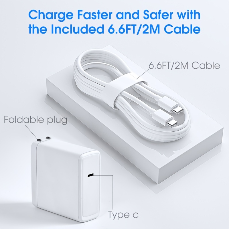 

100w Gan Pd Type C Charger For Macbook Air, Samsung , Ipad Pro, Usb - Compact & Foldable, 6.6ft Cable Included, 110-130v Us Plug, Lightweight Design, Power Supply Mode, No Battery