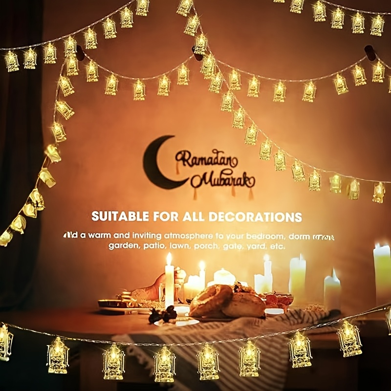 

118.11in Led Ramadan Lantern String Lights, Battery-powered Home Decor For Eid And Mubarak Celebrations