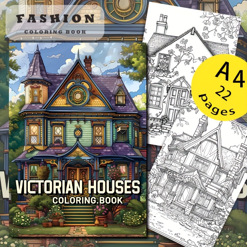 

Deluxe Victorian House Art Coloring Book - 22 Pages, Adult Activity, Halloween, Christmas & Birthday Gifts