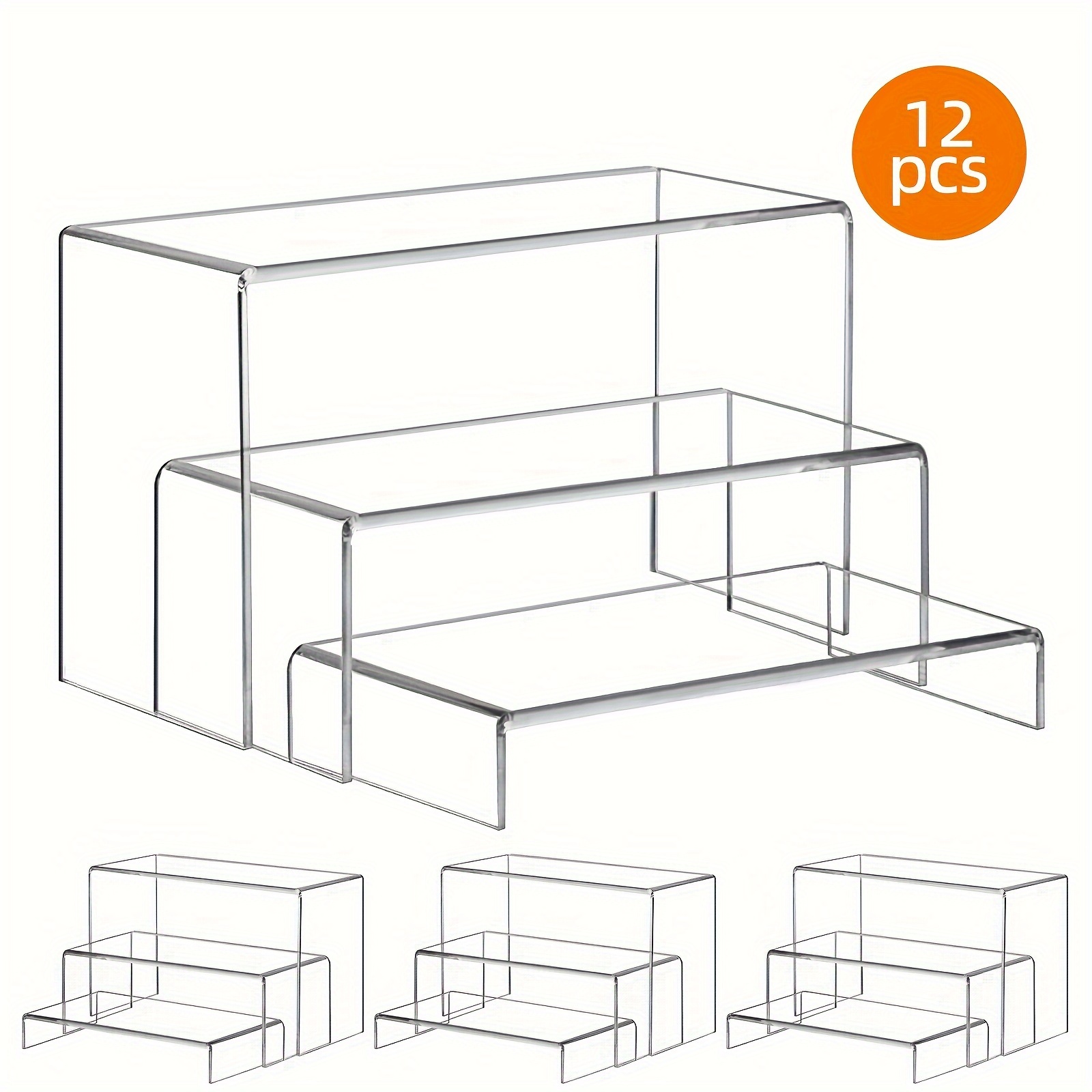 

12pcs Acrylic Risers For Display Clear Acrylic Riser Display Stands Acrylic Display Risers For Show Pop Figures, Cupcake, Jewelry, Christmas Decoration, Perfume And More Multiple Sizes