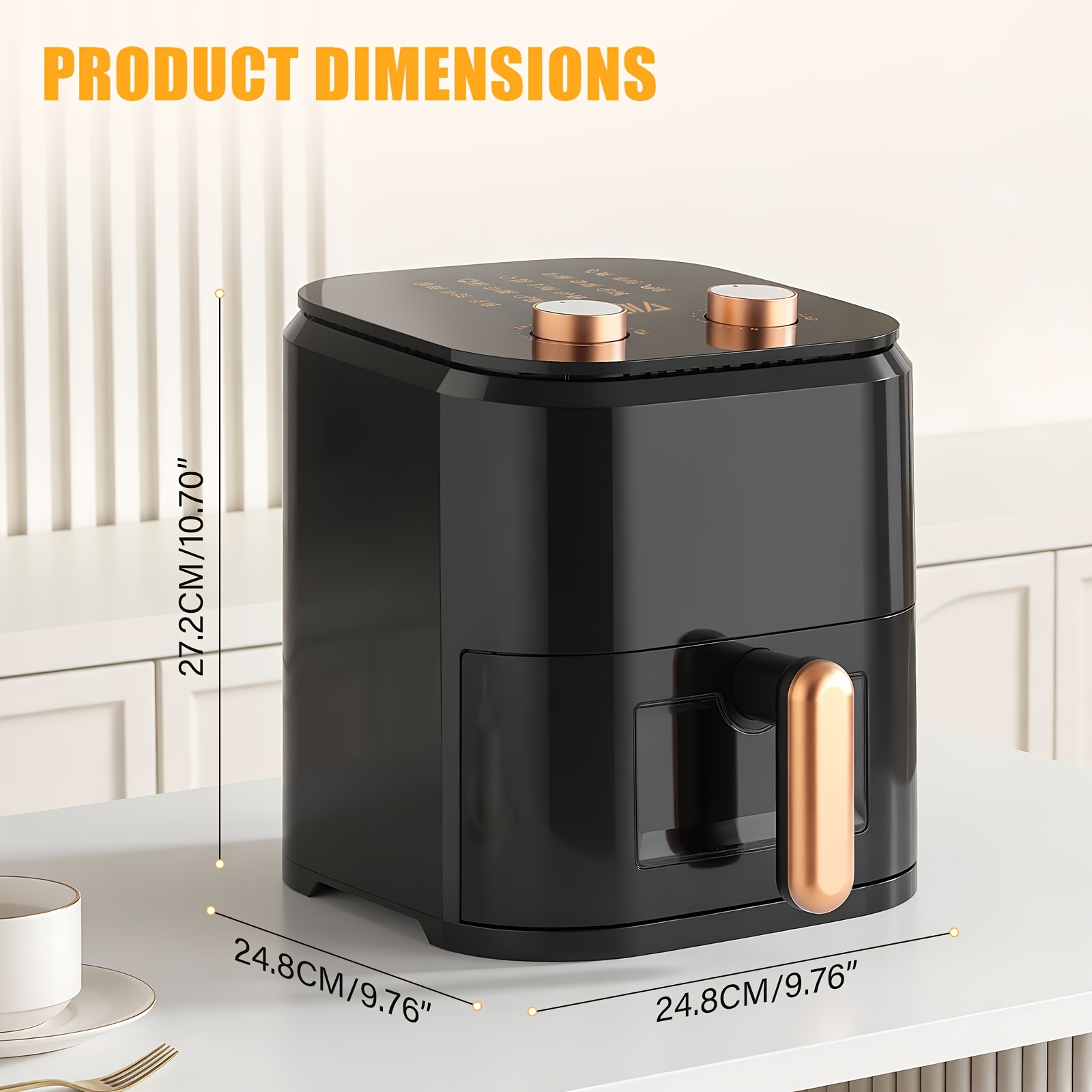 Friteuse à Air 5L, Capacité Familiale Améliorée, Fenêtre Visuelle, Température Réglable, Minuterie de 60 Minutes, 15 Recettes, Panier Carré en Acier Inoxydable, Réchauffage des Restes, Cuisine Facile pour Petit-Déjeuner et Dîner Plus Sains en Quelques Minutes