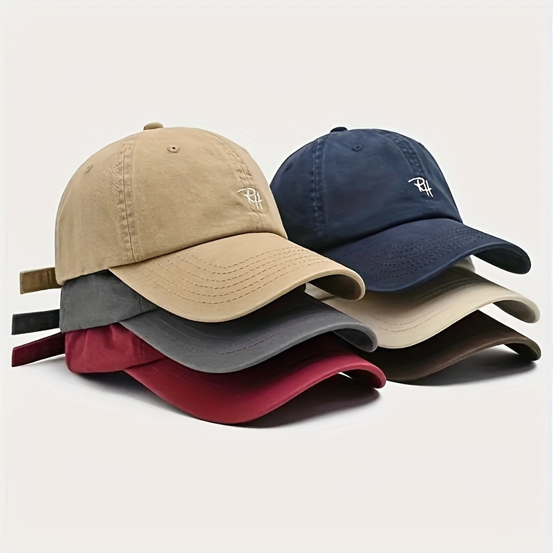 

1pc Unisex Plain Color Baseball Cap With Letter Embroidered, Adjustable Peaked Hat, Ideal Choice For Leisure Time