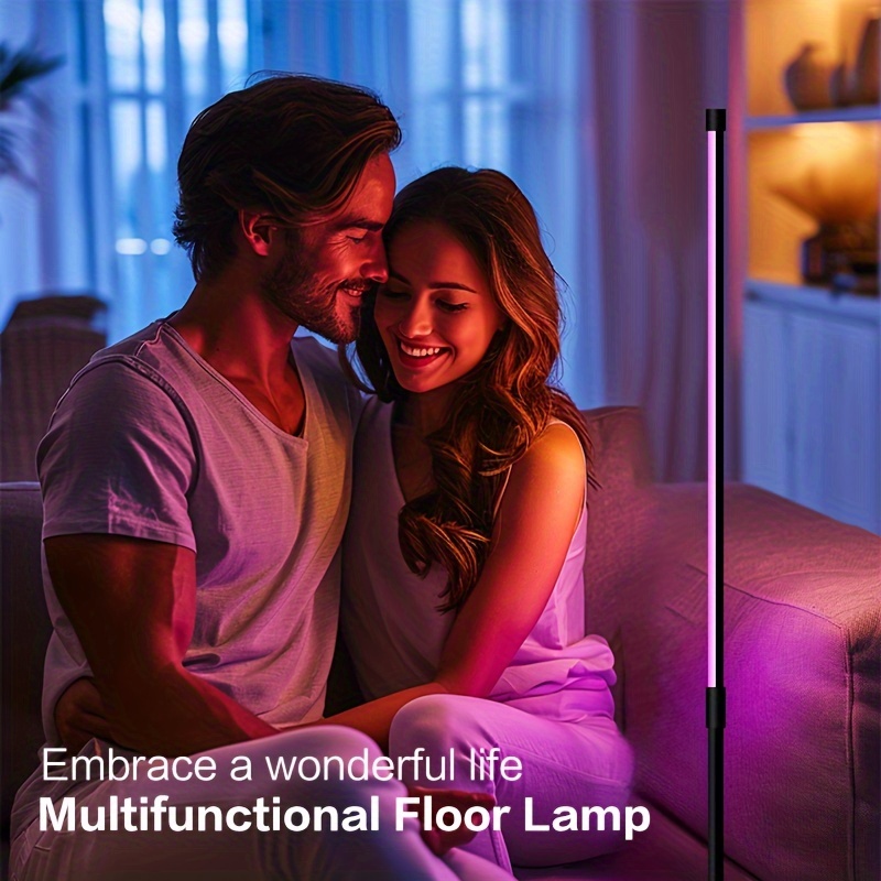 1pc Versatile RGB LED Floor Lamp, Remote Control, USB Powered - Modern Minimalist Design for Every Room
